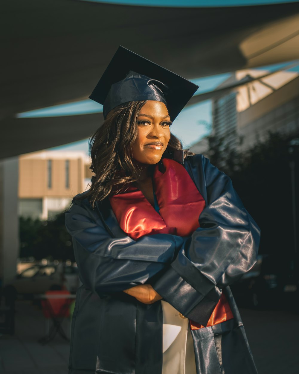 Graduate in cap and gown